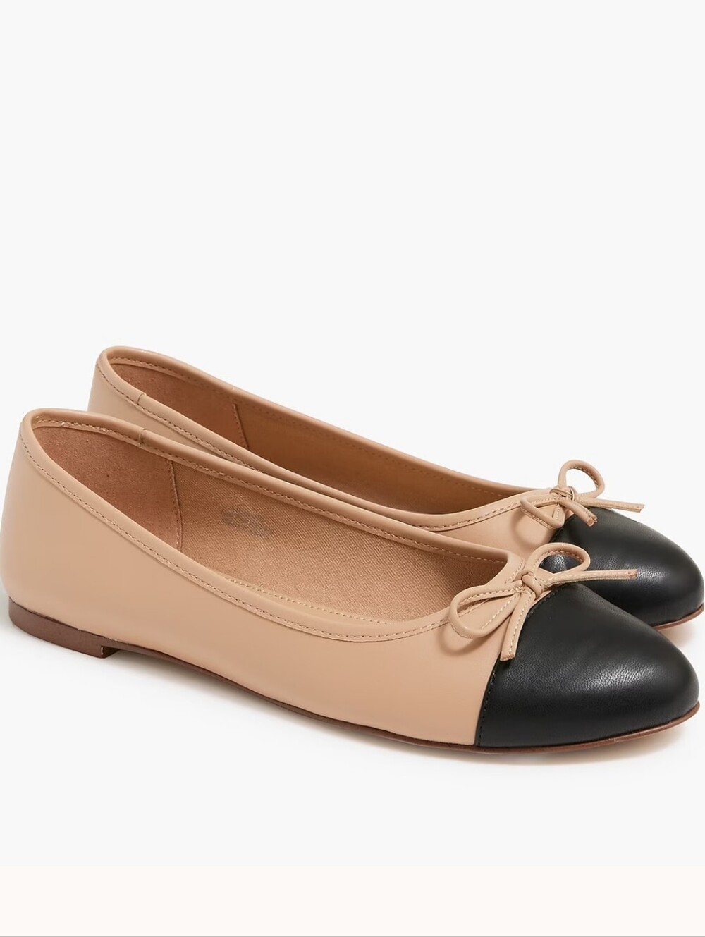 J. Crew Factory Beige and Black Cap-Toe Ballet Flats